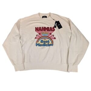 Nahmias Medicine Crystal Sweatshirt‎ Mens Medium White Crewneck Best Medicine